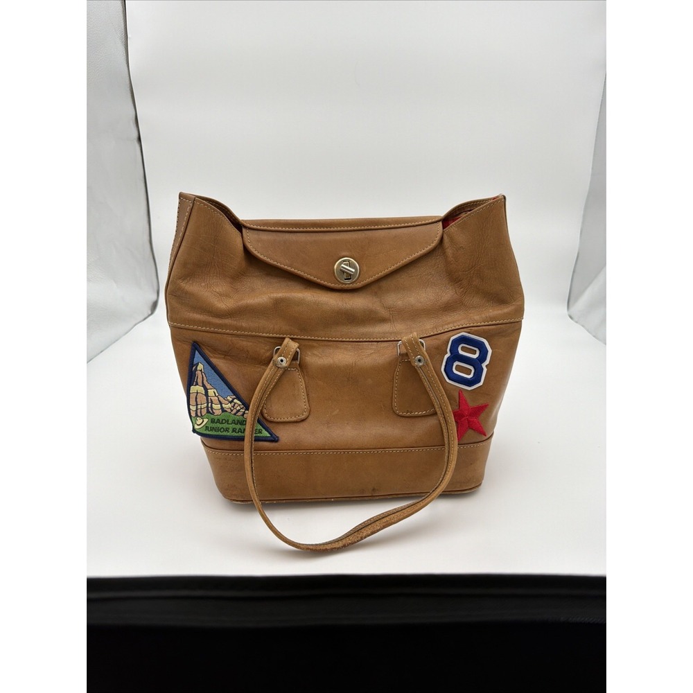 Jagur Shoulder Bag Women OS Brown EXCELLENT Leather Red Lining Patches